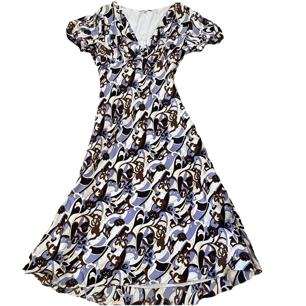 Laundry By Shelli Segal Silk Dress Women's 10 Blue Floral Paisley  Whimsy